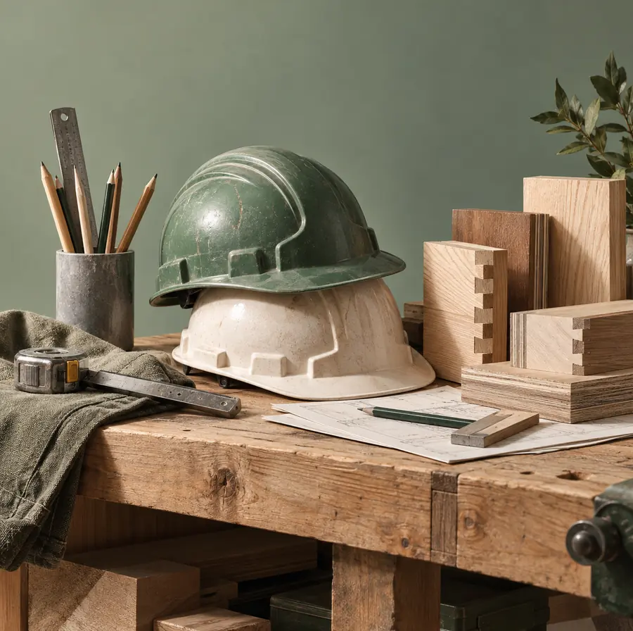 Illustration of construction businesses equipment and workspace