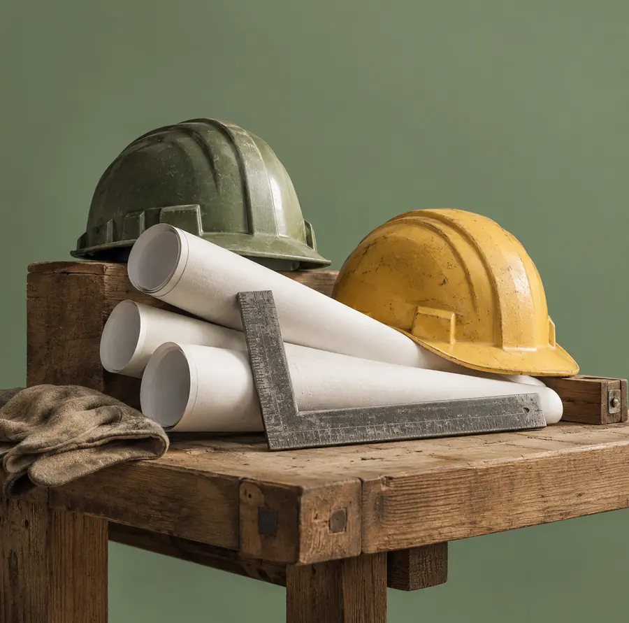 Illustration of construction businesses equipment and workspace